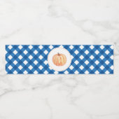 Kleine Pumpkin blauw plaid eerste verjaardag Waterfles Etiket (Enkel label)