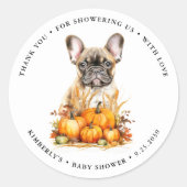 Kleine Pumpkin Schattige Puppy Eenvoudige Herfst B Ronde Sticker (Voorkant)