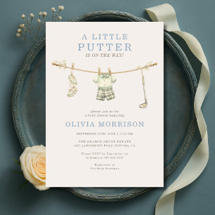Kleine Putter Golf Waslijn Jongen Baby Shower Kaart