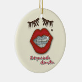 Kleine races, rode lips, mole en dikke Eyelashes Keramisch Ornament (Rechts)