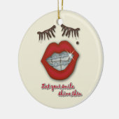 Kleine races, rode lips, mole en dikke Eyelashes Keramisch Ornament (Links)