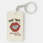 Kleine races, rode lips, mole en dikke Eyelashes Sleutelhanger (achterkant)