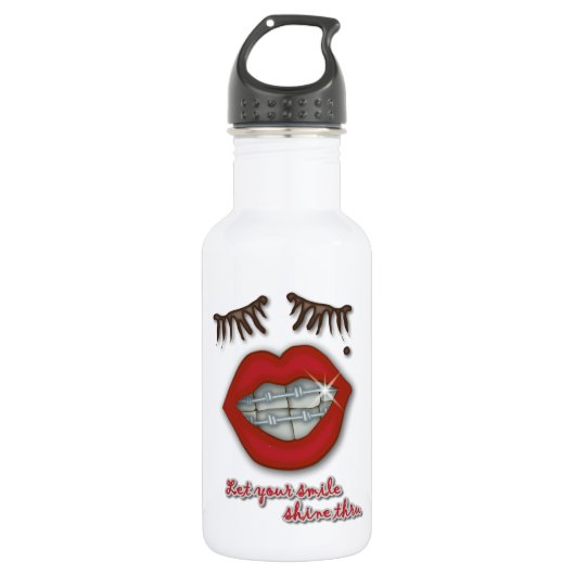 Kleine races, rode lips, mole en dikke Eyelashes Waterfles (Voorkant)