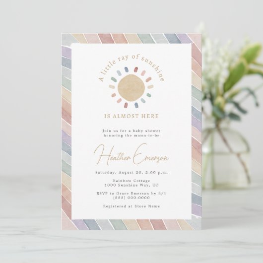 Kleine Ray van Sunshine Baby shower Kaart (Staand voorkant)