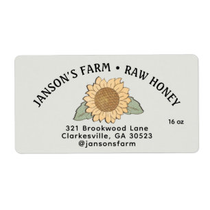 Kleine Rechthoek Honing Label met Zonnebloem Groen