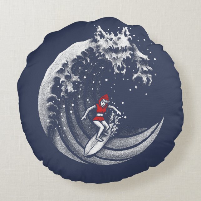 Kleine Red Surfing Hood Rond Kussen (Achterkant)