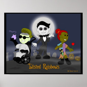Kleine regenboogstrips: verdraaide regenbogen poster