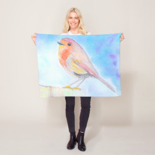 Kleine Robin Waterverf schilderen Fleece Deken