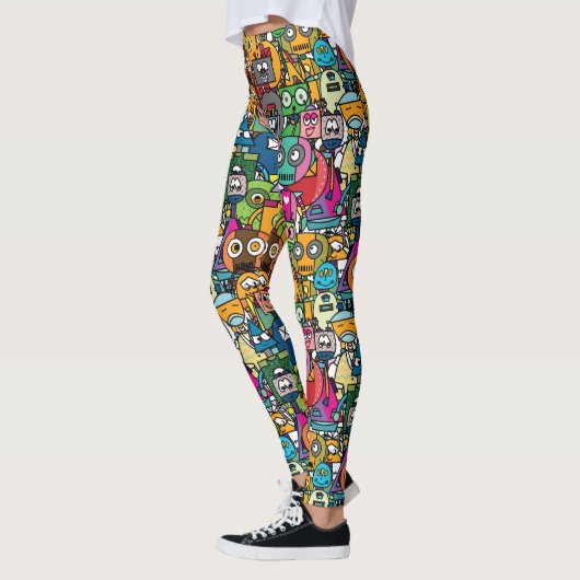 Kleine robots patroon bevestigen leggings (Links)