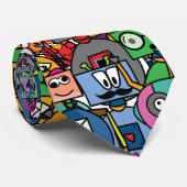 Kleine robots patroon bevestigen stropdas (Opgerold)