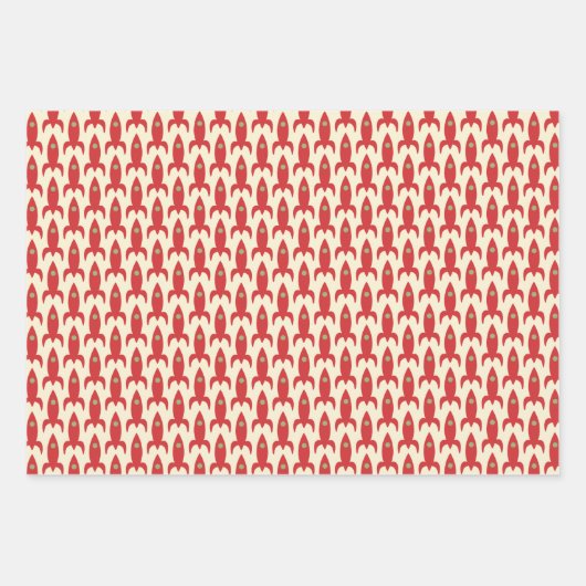 Kleine Rockets Retro Mideeuwse moderne ruimtetijd Inpakpapier Vel (Voorkant)