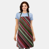 Kleine rode bessen rode en groene streep schort (Gedragen)