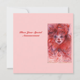 KLEINE RODE CLOWN Roze Verjaardagsfeest Uitnodigin Kaart