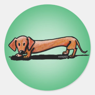 Kleine rode doxie-stickers ronde sticker