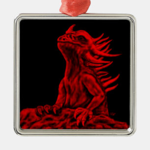 Kleine rode draak metalen ornament