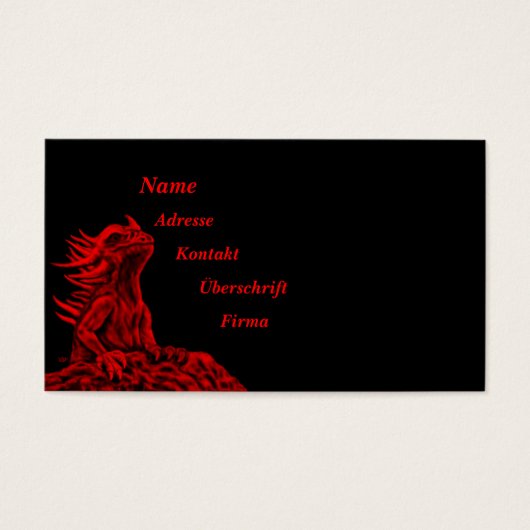 Kleine rode draak visitekaartje (Voorkant)
