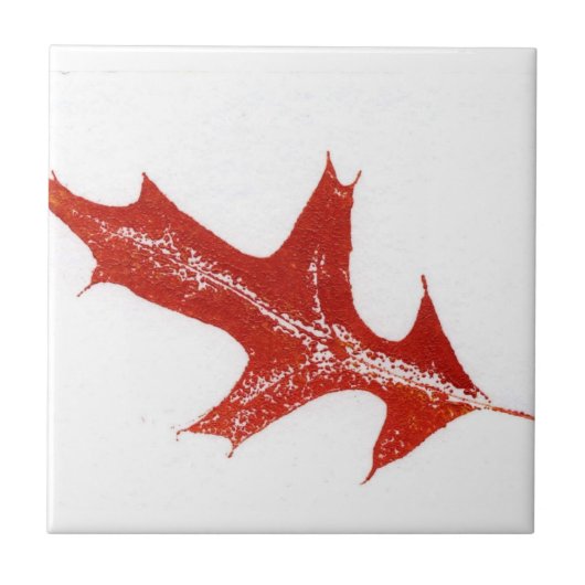 Kleine rode eik directe botanische reliëfbladdruk tegeltje (Voorkant)