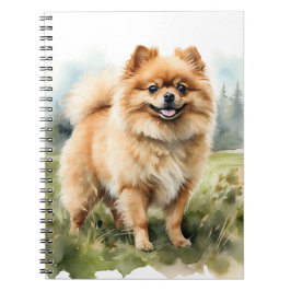 KLEINE RODE FLUFFIGE POMERANIAN PUPPY HOND NOTITIEBOEK