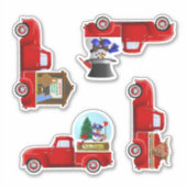 Kleine Rode Kersttruck Stickers (Voorkant)