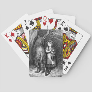 Kleine rode mantel ontmoet oude vader wolf pokerkaarten