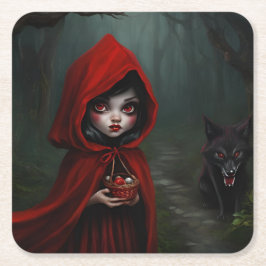 Kleine rode rijpingslappen vierkante kartonnen onderzetter