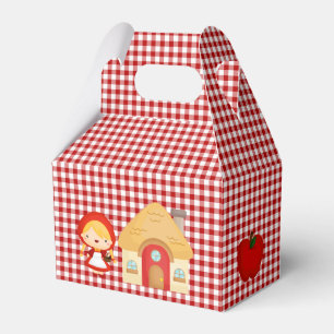 Kleine rode rode slepende tekens op Red Gingham Bedankdoosjes