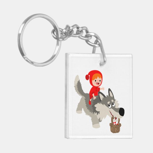 Kleine rode rondhood en de wolf acryl Sleutelhange Sleutelhanger (Voorkant Links)