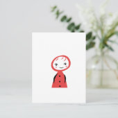 Kleine rode roodhars briefkaart (Staand voorkant)