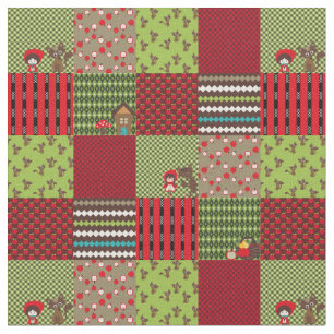 Kleine rode sleeplap blokken groen/rood stof