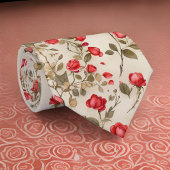 Kleine rode thee Rozen crème licht beige Stropdas