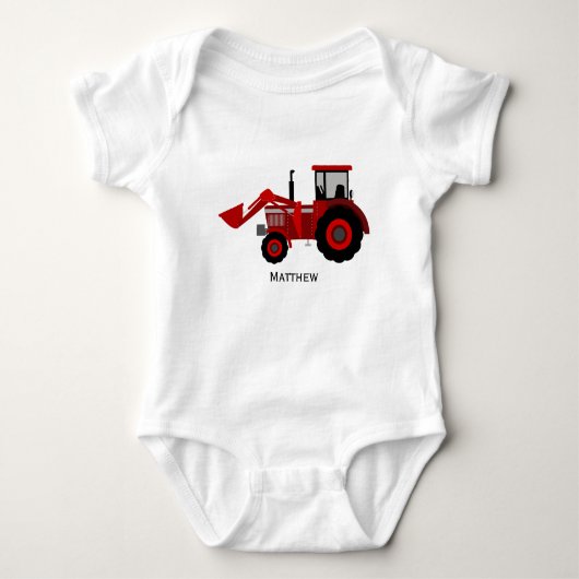 Kleine rode tractor romper (Voorkant)