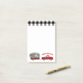 Kleine rode truck en  camper post-it® notes (Op bureau)