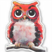 Kleine rode uil sticker (Voorkant)