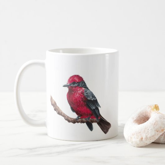 Kleine rode vogel koffiemok (Met donut)