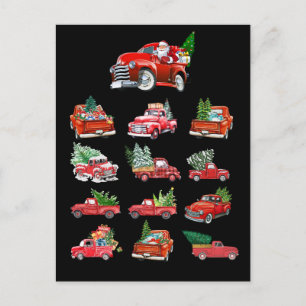 Kleine Rode Vrachtwagen die een Kerstboom sleept Briefkaart