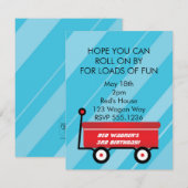 KLEINE RODE WAGON-INVITATIES KAART (Voorkant / Achterkant)