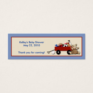 Kleine Rode Wagon TEDDY BEAR Party Favor Label Mini Visitekaartjes