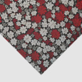 Kleine rode, witte & grijze bloemenpatroon Decoupa Tissuepapier (Detail)