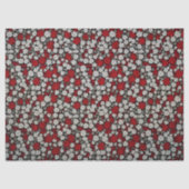 Kleine rode, witte & grijze bloemenpatroon Decoupa Tissuepapier (Voorkant)