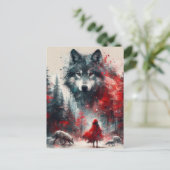 Kleine Rood en haar Wolf Pack Briefkaart (Staand voorkant)