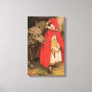 Kleine Rood Ridderhout en Big Bad Wolf Canvas Afdruk