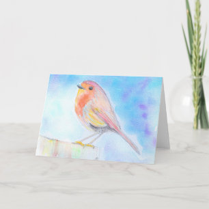 Kleine Roodborst Aquarel Schilderij Kaart