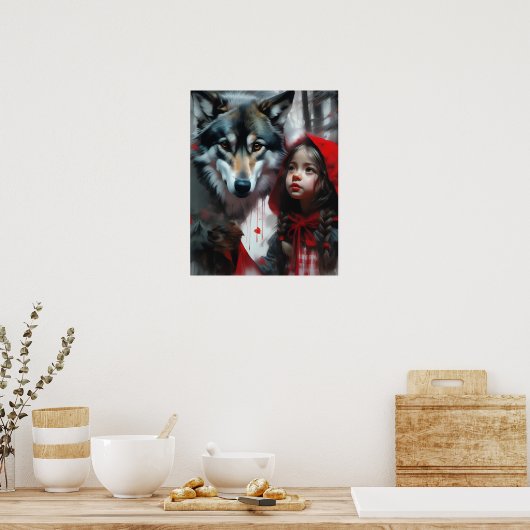Kleine Roodkapje en Wolf Poster (Keuken)