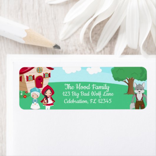 Kleine Roodkapje Sprookje Meisjes Verjaardag Etiket (Insitu)
