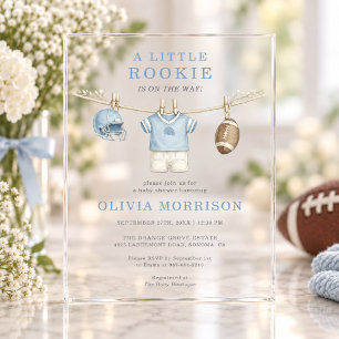 Kleine Rookie Voetbal Waslijn Baby Shower Acryl Uitnodigingen