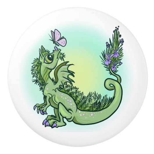 kleine Rosemary Dragon Keramische Knop (Voorkant)