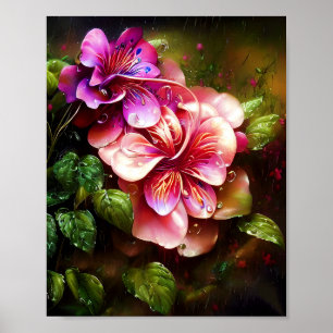 Kleine roze bloemen poster