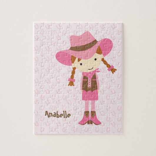 Kleine Roze Cowgirl {roodkop} Legpuzzel (Verticaal)