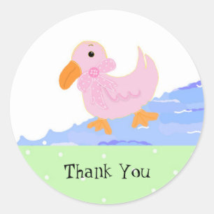 Kleine Roze Eend Bedankt Ronde Sticker