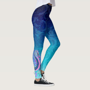 Kleine roze en blauwe waterdraak leggings